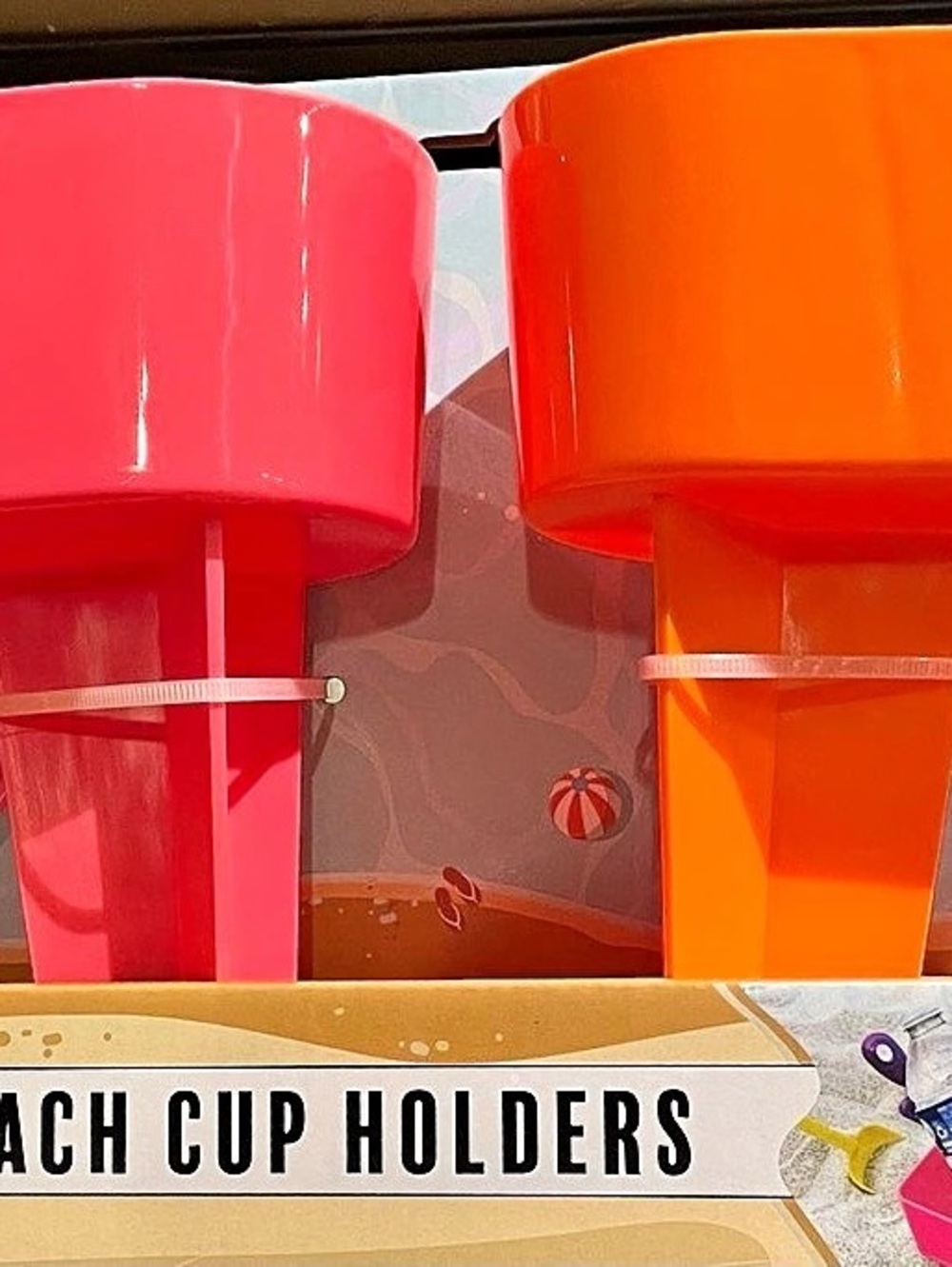 2-Piece Beach Cup Holders in Pink & Orange